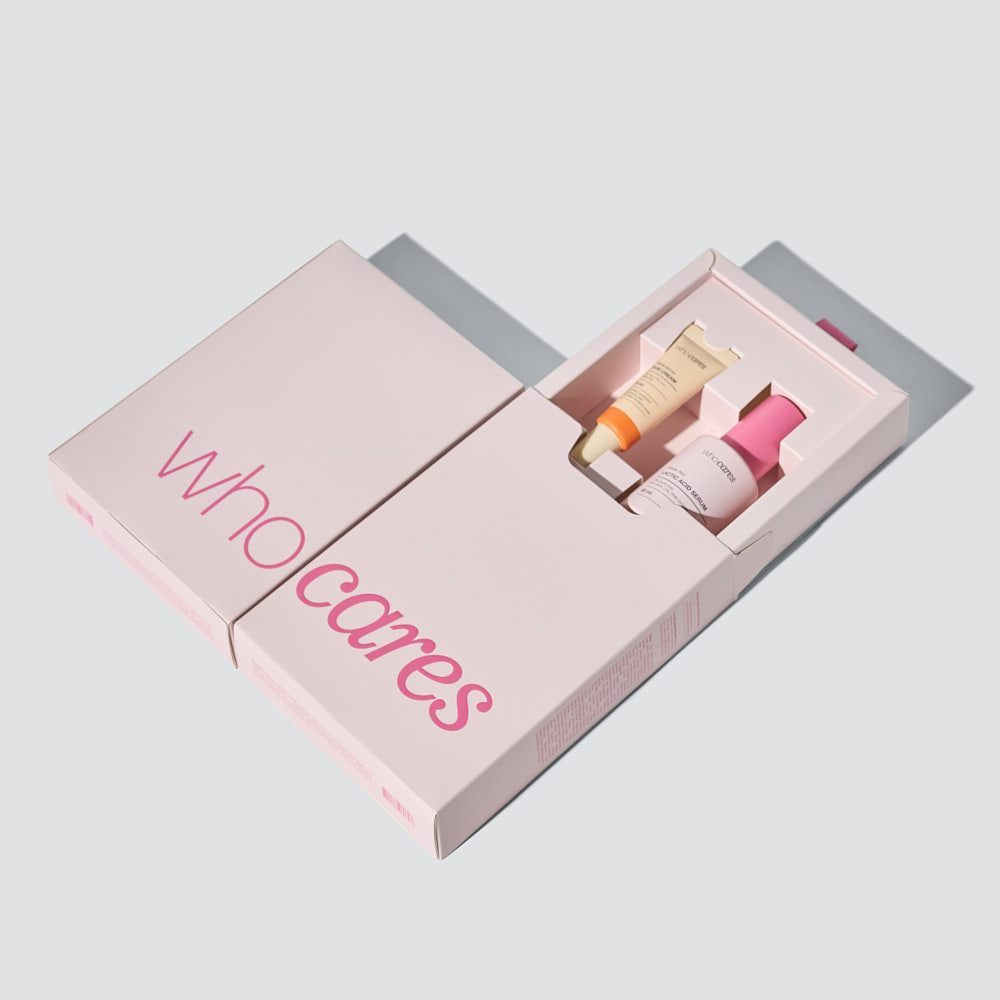 Набір засобів для обличчя whocares Gentle Peel Lactic Acid Serum x Bifida Barrier Sun Cream